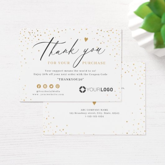 Modern gold glitter business logo thank you insert (Bureau)