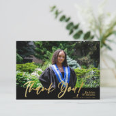 Modern Gold Glitter Calligraphy Photo Afstuderen Bedankkaart (Staand voorkant)