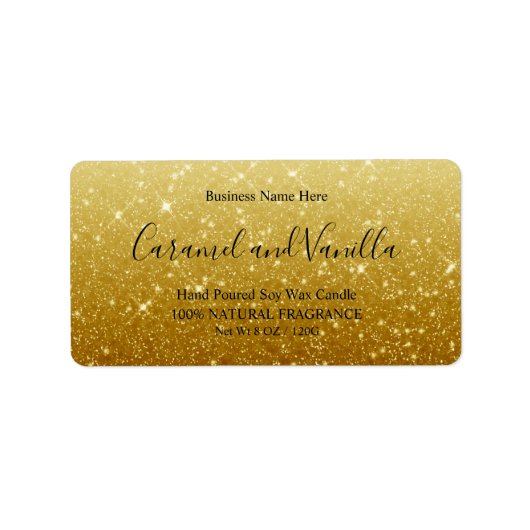 Modern Gold Glitter Candle Label (Voorkant)