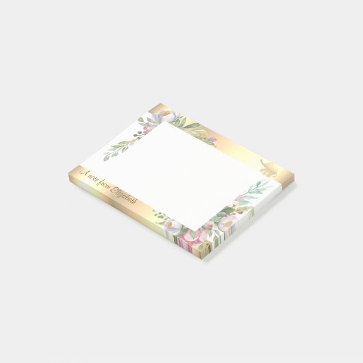 Modern Gold Glitter Elephant Flowers-Personalized Post-it® Notes (Schuin)