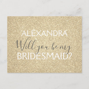 Modern Gold Glitter en Sparkle Bridesmaid Uitnodiging Briefkaart