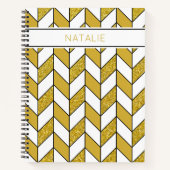 Modern Gold Glitter Herringbone Chevron Notitieboek (Voorkant)