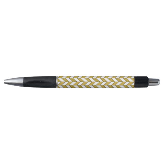 Modern Gold Glitter Herringbone Chevron Pen (Voorkant)
