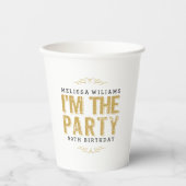 Modern Gold Glitter Ik ben het partijtekstontwerp Papieren Bekers (Voorkant)