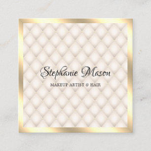 Modern Gold Glitter Ivory Makeup Artist Elegant Vierkante Visitekaartje