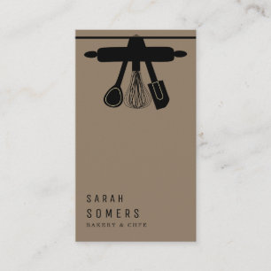 Modern Gold Glitter Knife & Whisk Bakery Business Visitekaartje