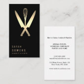 Modern Gold Glitter Knife & Whisk Bakery Visitekaartje (Voorkant / Achterkant)