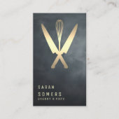 Modern Gold Glitter Knife & Whisk Bakery Visitekaartje (Voorkant)