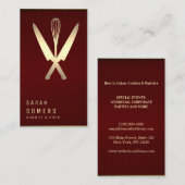Modern Gold Glitter Knife & Whisk Bakery Visitekaartje (Voorkant / Achterkant)
