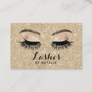 Modern Gold Glitter Lashes Makeup Artist Salon Visitekaartje