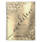 Modern Gold Glitter Metallic Monogram script Notitieboek (Voorkant)