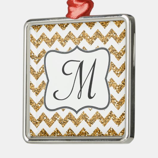 Modern Gold Glitter Monogram Initiaal Ornament (Links)