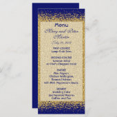 Modern Gold Glitter op Royal Blue Menu (Voorkant / Achterkant)