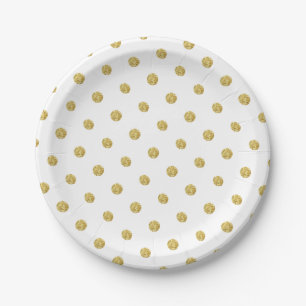 Modern Gold Glitter Polka Dots Elegant Papieren Bordje