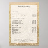 Modern Gold Glitter Salon Price List Poster (Devant)