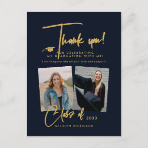Modern Gold Glitter Script Afstuderen Hartelijk da Briefkaart