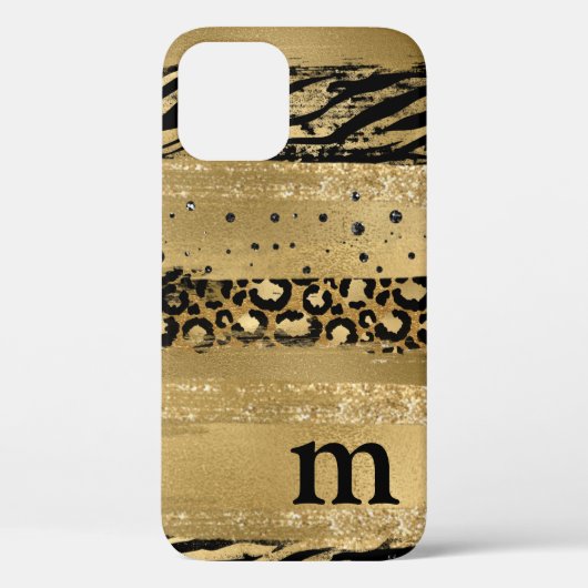 Modern Gold Glitter Script Monogram Hoesje (Achterkant)