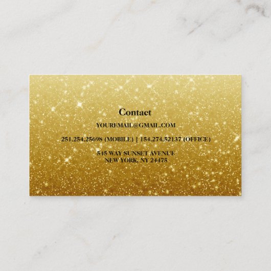 Modern Gold Glitter-Visitekaartje Visitekaartje (Achterkant)