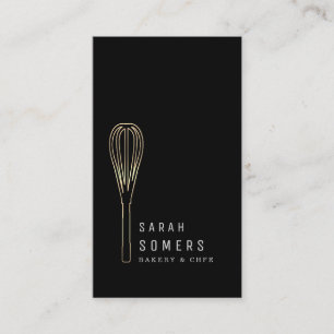 Modern Gold Glitter Whisk Bakery Visitekaartje