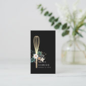 Modern Gold Glitter Whisk Bakery Visitekaartje (Staand voorkant)