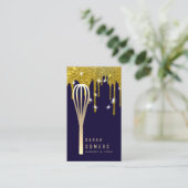 Modern Gold Glitter Whisk Bakery Visitekaartje (Staand voorkant)