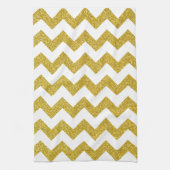 Modern Gold Glitter White Chevron Theedoek (Verticaal)