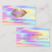 Modern, Gold Glittery Lips, Makeup, Holografisch Visitekaartje (Voorkant / Achterkant)