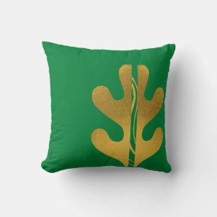 Modern Gold Green Abstract Leaf Pattern Kussen