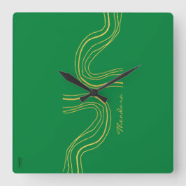 Modern Gold Green Abstract patroon Vierkante Klok