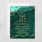 Modern Gold Green Nursing Afstuderen Invitation Briefkaart (Voorkant / Achterkant)