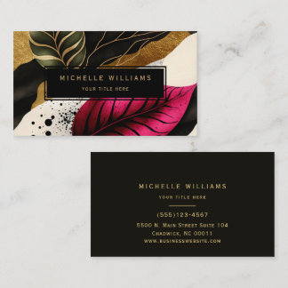 Modern Gold Greenery Leaf Abstract Visitekaartje