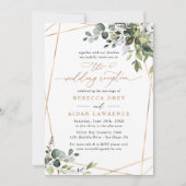 Modern Gold Greenery Wedding Reception Kaart (Voorkant)