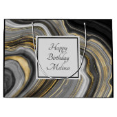 Modern Gold & Grey Agate Geode Gemstone Birthday Groot Cadeauzakje (Voorkant)