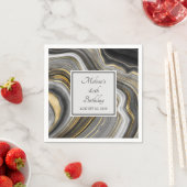 Modern Gold & Grey Agate Geode Gemstone Birthday Servet (Insitu)