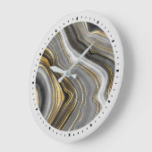 Modern Gold & Grey Agate Geode Gemstone Grote Klok (Hoek)