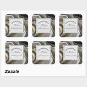 Modern Gold & Grey Agate Geode Gemstone Kitchen Vierkante Sticker (Vel)