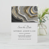 Modern Gold & Grey Agate Geode Gemstone Wedding Save The Date (Staand voorkant)