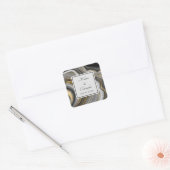Modern Gold & Grey Agate Geode Gemstone Wedding Vierkante Sticker (Envelop)