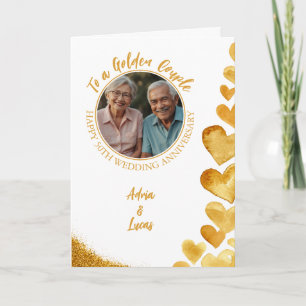 Modern Gold Heart 50ste bruiloft Jubileum Kaart