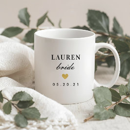 Modern Gold Heart Bride Koffiemok