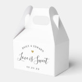 Modern Gold Heart Love is Sweet Wedding Bedankdoosjes (Voorkant Zijde)