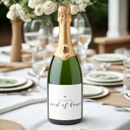 Modern Gold Heart Maid of Honor Voorstel Sparkling Wijnetiket