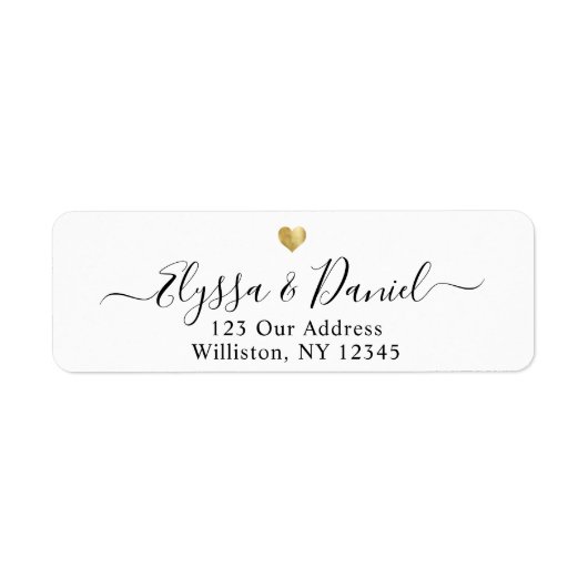 Modern Gold Heart Script Aangepaste naam Etiket (Voorkant)