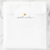 Modern Gold Heart Script Name  Ronde Sticker (Tas)