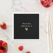 Modern Gold Heart Trouwpapier Servetten - Zwart (Insitu)