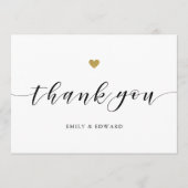 Modern Gold Heart Wedding Bedankkaart (Voorkant)
