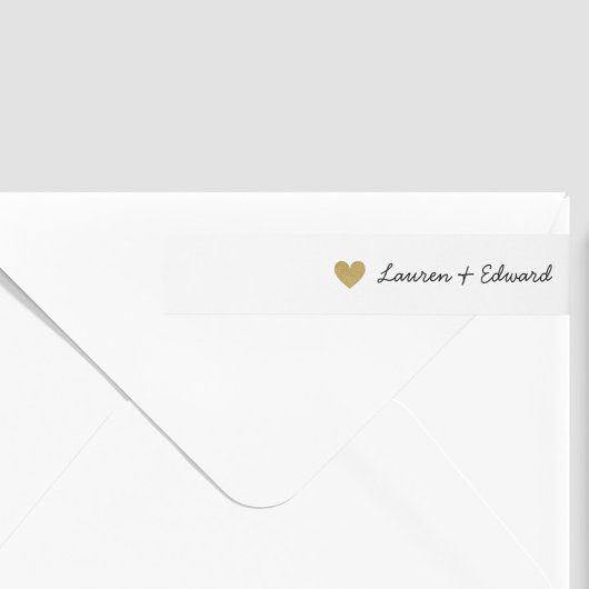 Modern Gold Hearts Wedding Return Address