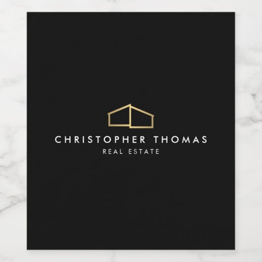Modern Gold Home Logo Vastgoed, Realtor Wijn Etiket (Enkel label)