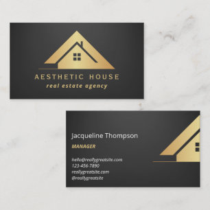 Modern Gold House Logo Real Estate Realtor zwart Visitekaartje
