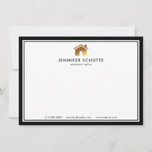 Modern Gold House Logo Realtor - Gepersonaliseerd  Notitiekaartje